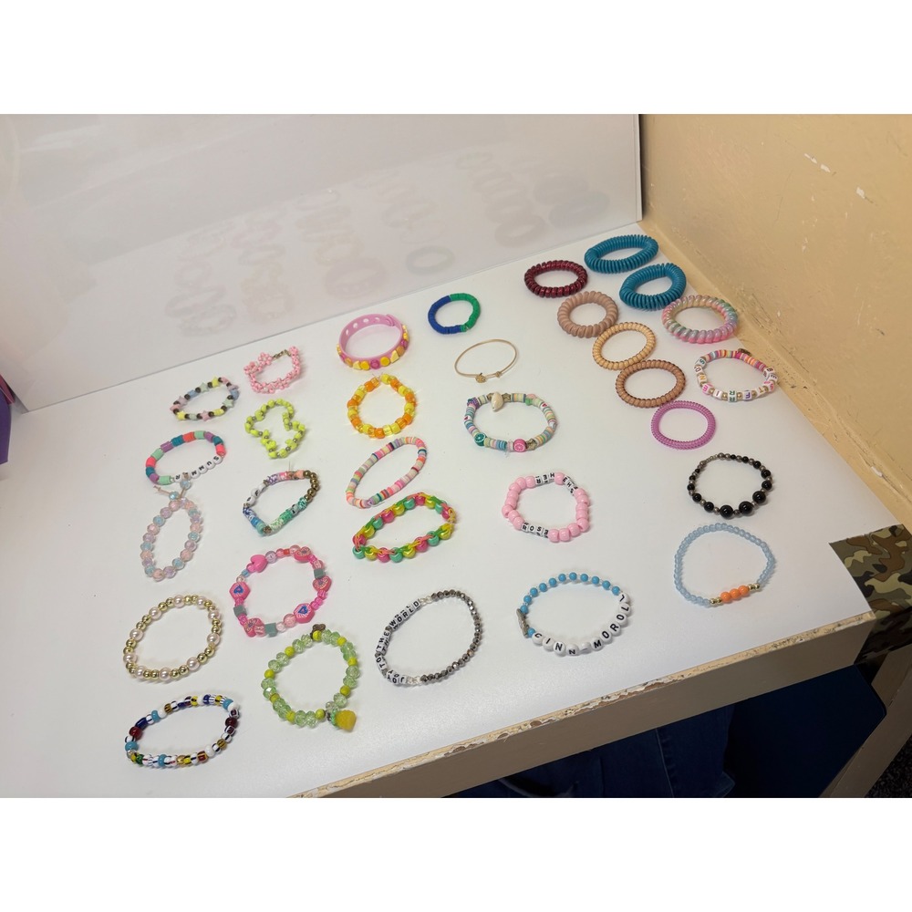 Mixed Fashion Bracelet Lot 30pc Beaded Heishi Coil Summer Y2K Boho Jewelry